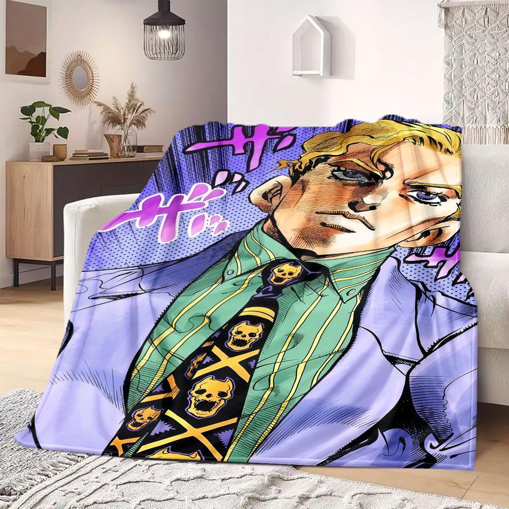 JOJO anime Flannel Blanket Warm,Comfortable,Suitable for Bedrooms,Sofas,Beds,Chairs,Picnics,Travel
