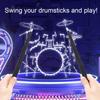 Electric Somatosensory Drum Kit 3D Motion Sensing Portable Virtual Air Drum Sticks Musical Toy with Foot Pedals Speaker for Home Outdoor
