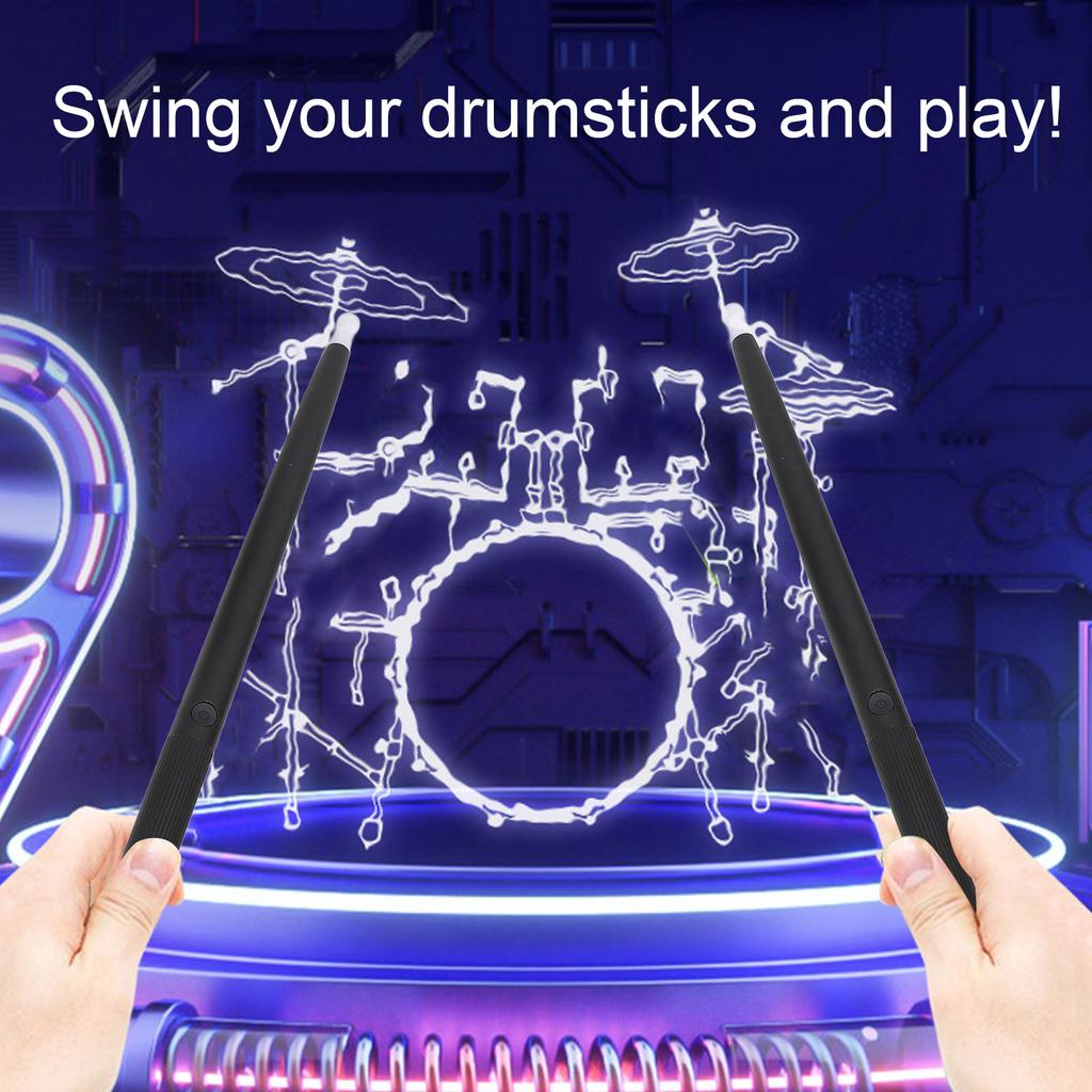 Electric Somatosensory Drum Kit 3D Motion Sensing Portable Virtual Air Drum Sticks Musical Toy with Foot Pedals Speaker for Home Outdoor