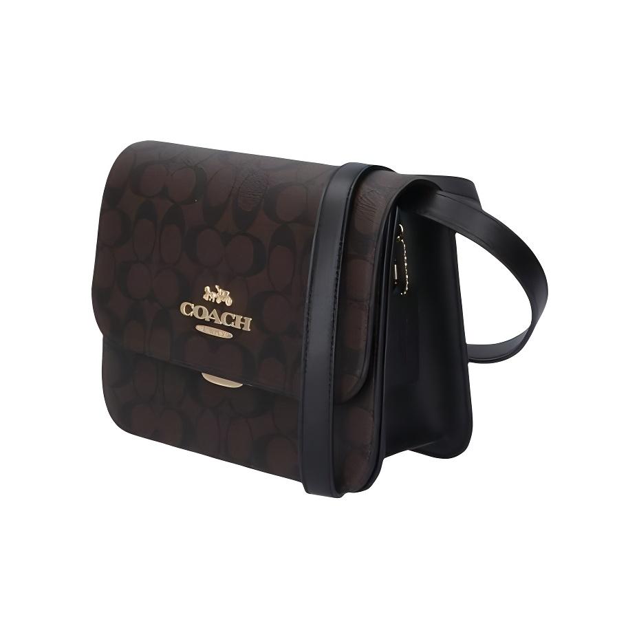 Coach Brynn 25 Classic Monogram Flap Coated Canvas And Leather Shoulder Bag Women shoulder bag Brown C5633-IMAA8
