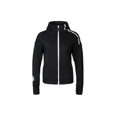 Hooded Zip Design Logo Print Long Sleeve Jacket Women Jacket Black EA2103