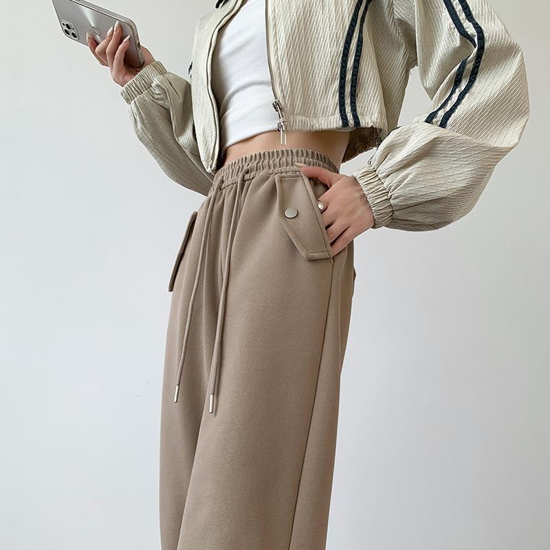 G Chinese Cotton Paratrooper Pants Women's Autumn and Winter New High-waisted Loose Casual Pants Leggings Casual Sweatpants