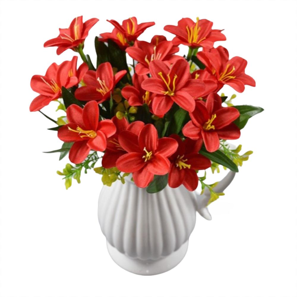 7 Heads Artificial Lily Flower Silk 30cm Floral Decor Bouquet Artificial Decorations for Living Room Office