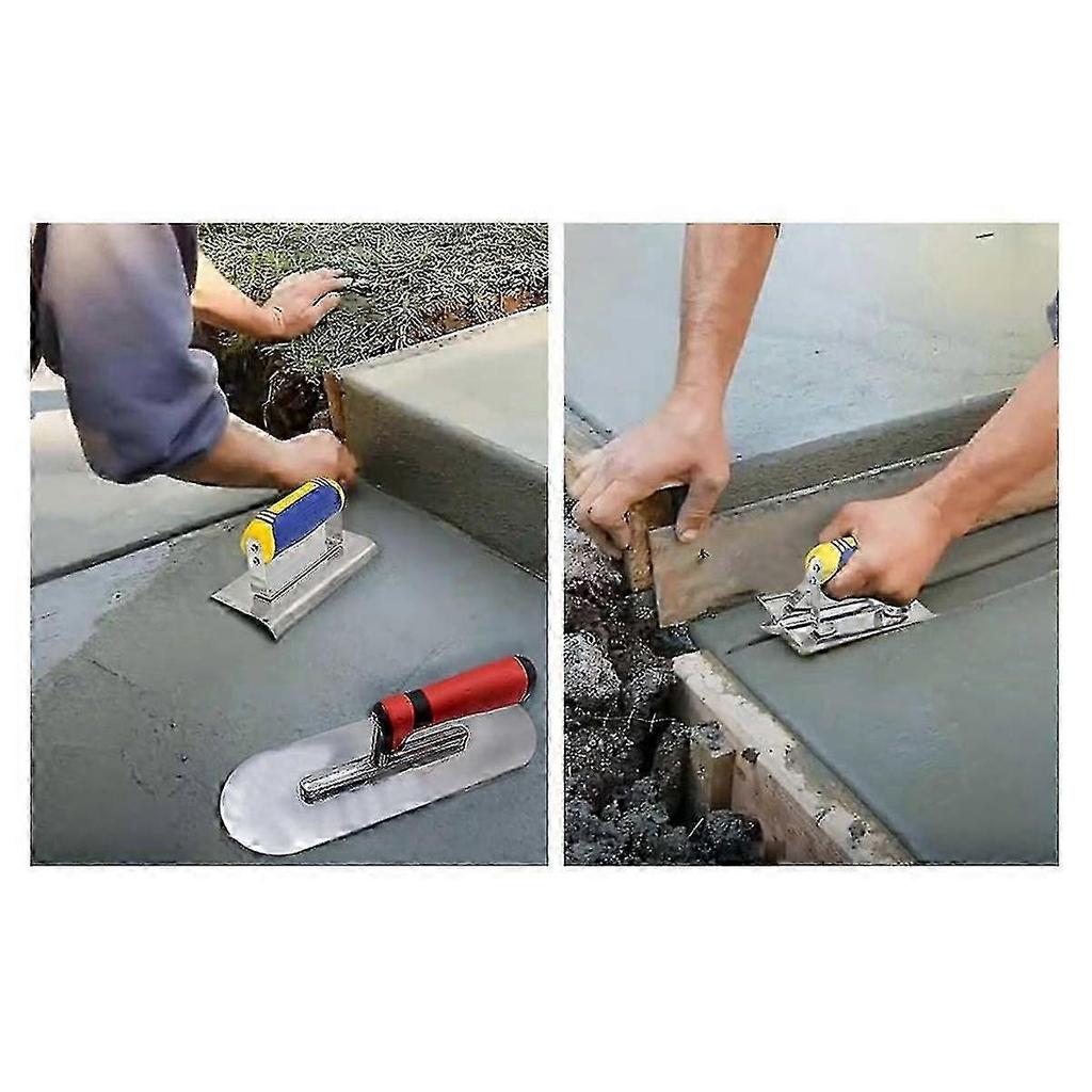 Stainless Steel Trowel Concrete Edger and Groover Tools Set Stucco Cement Finishing Kit Masonry