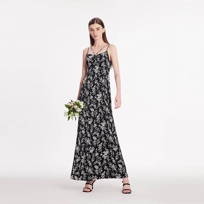 GOELIA Camellia Print Spaghetti Strap Maxi Dress