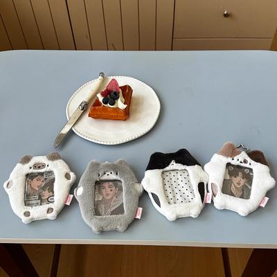 Original Cat Plush Photo Frame for 3 Inch Kpop Anime Card Holder Kitten Ins Polaroid Sleeves Photo Protective Cover Bag Keychain