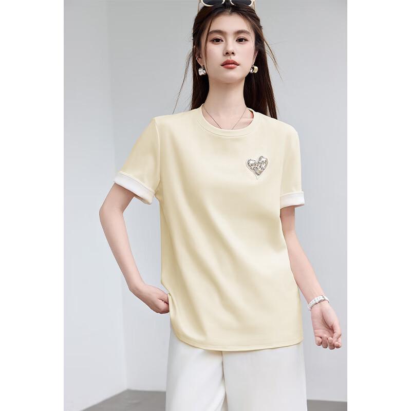 VICTORIA&VERA Women's Heart Diamond Short Sleeve T-Shirt