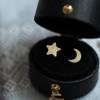 Matte Pentagram Moon Stud Earrings: Gold-Plated S925 Sterling Silver, Minimalist Women's Design