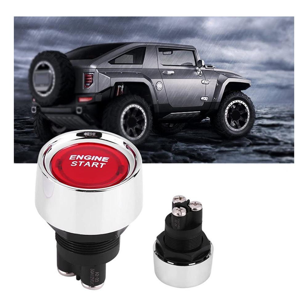 Universal 12V Race Car Engine Start Switch Push Button Starter Red LED Chrome