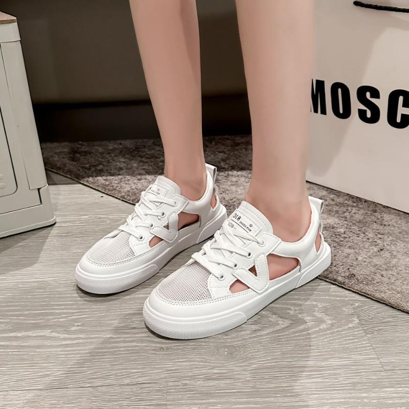 Toe Cap Sports Sandals Women's Outer Wear Summer Students All-match Flat-bottomed Casual White Shoes