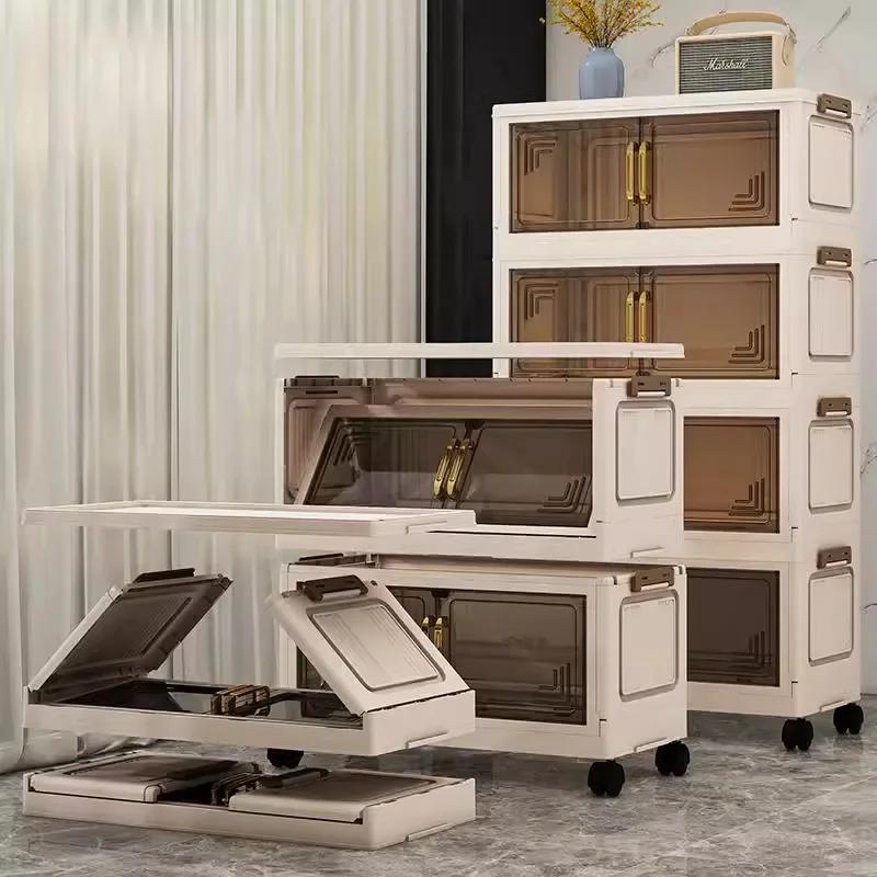 45/55/65cm Length Multifunction Folding Storage Cabinet Sundries Cabinet Large Capacity Dustproof Wardrobe Locker