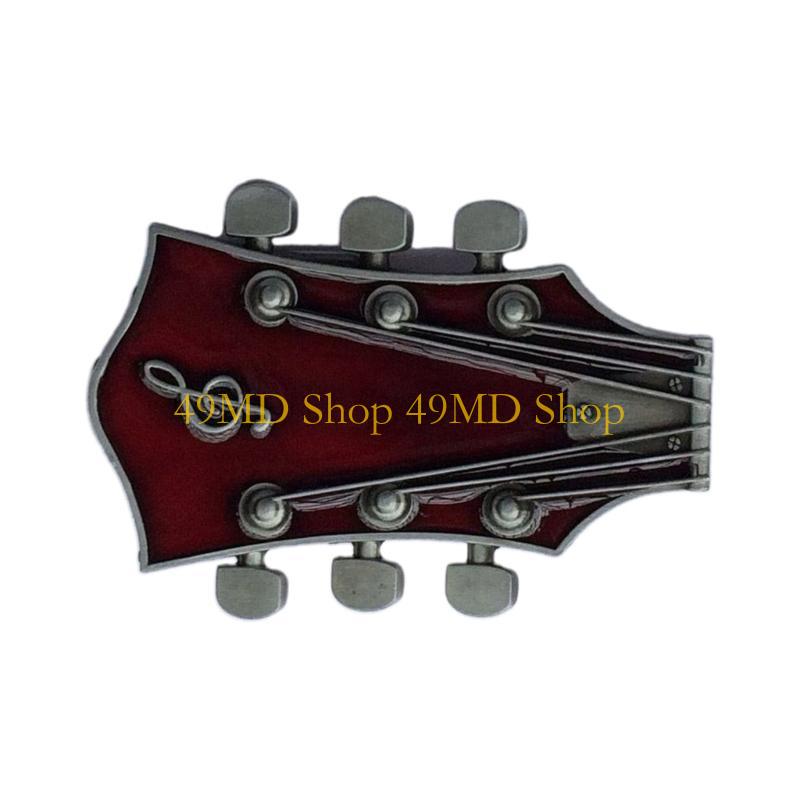 49MD Western Cowboy Guitar Belt Buckle Metal Multi-color Drop-Oil Personality Music Belt Link Buckle Unisex Belt Buckle красный