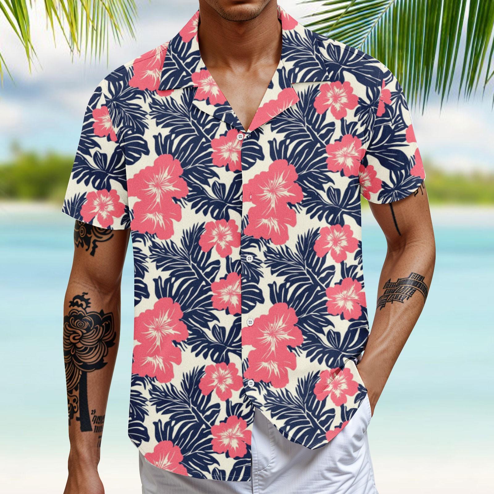 

Мужская повседневная свободная рубашка с короткими рукавами, модная рубашка с принтом, топ XXXXL