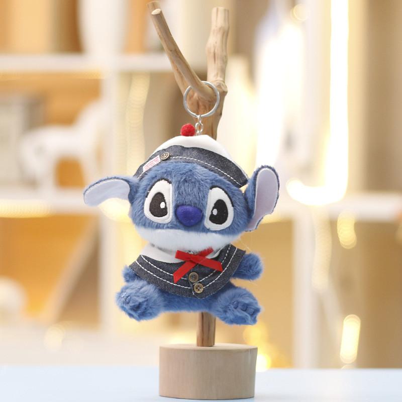 Stitch Plush Toy Keychain With Scarf And Trench Coat Design For Kids And Collectors