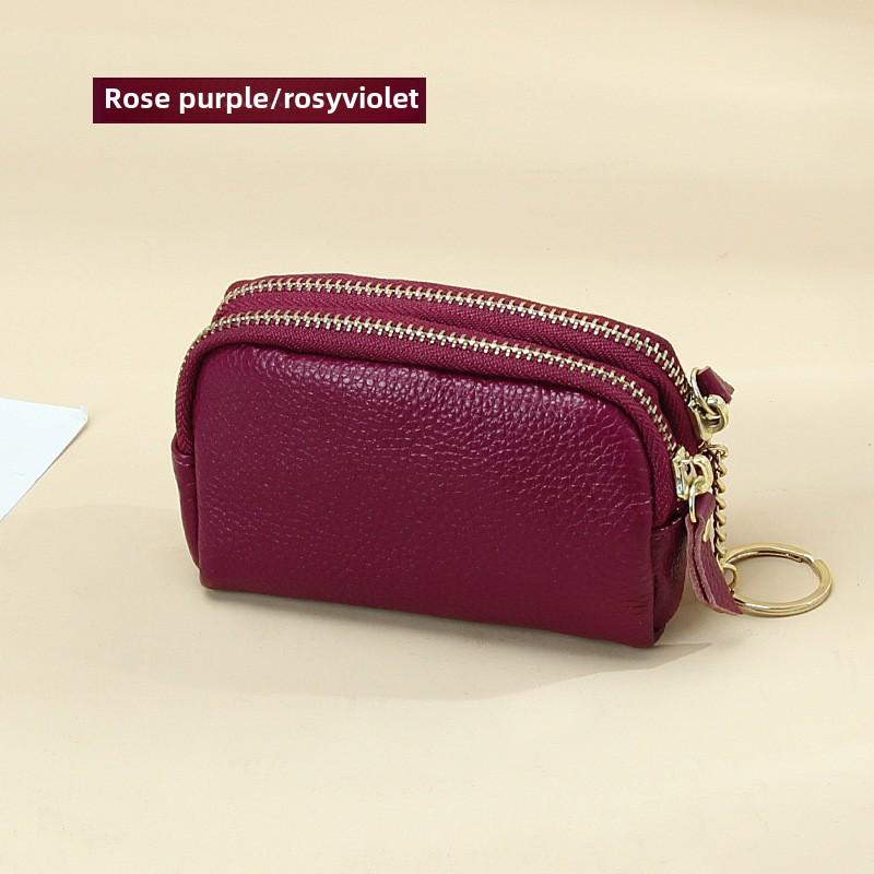 European-American Genuine Leather Coin Purse - Double Zipper, Large Capacity, Stylish Clutch