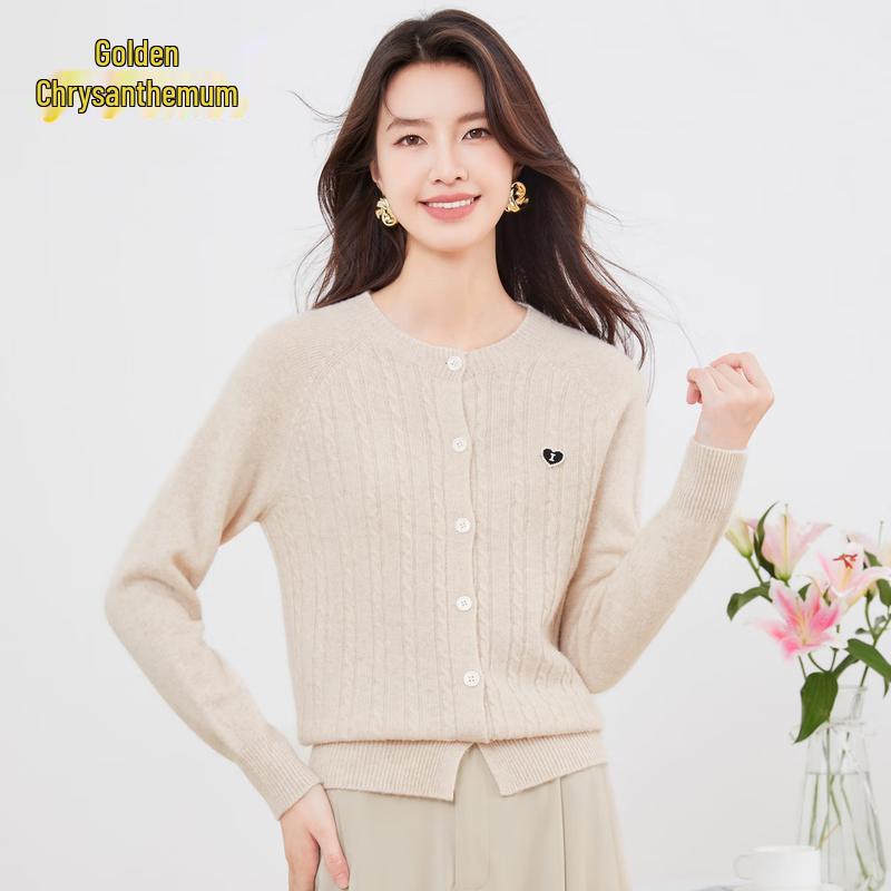 Women's 100% Pure Wool Knit Cardigan