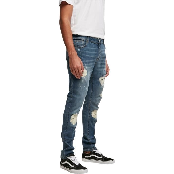Jeans slim Urban Classics Heavy Destroyed - bleu - 28x32