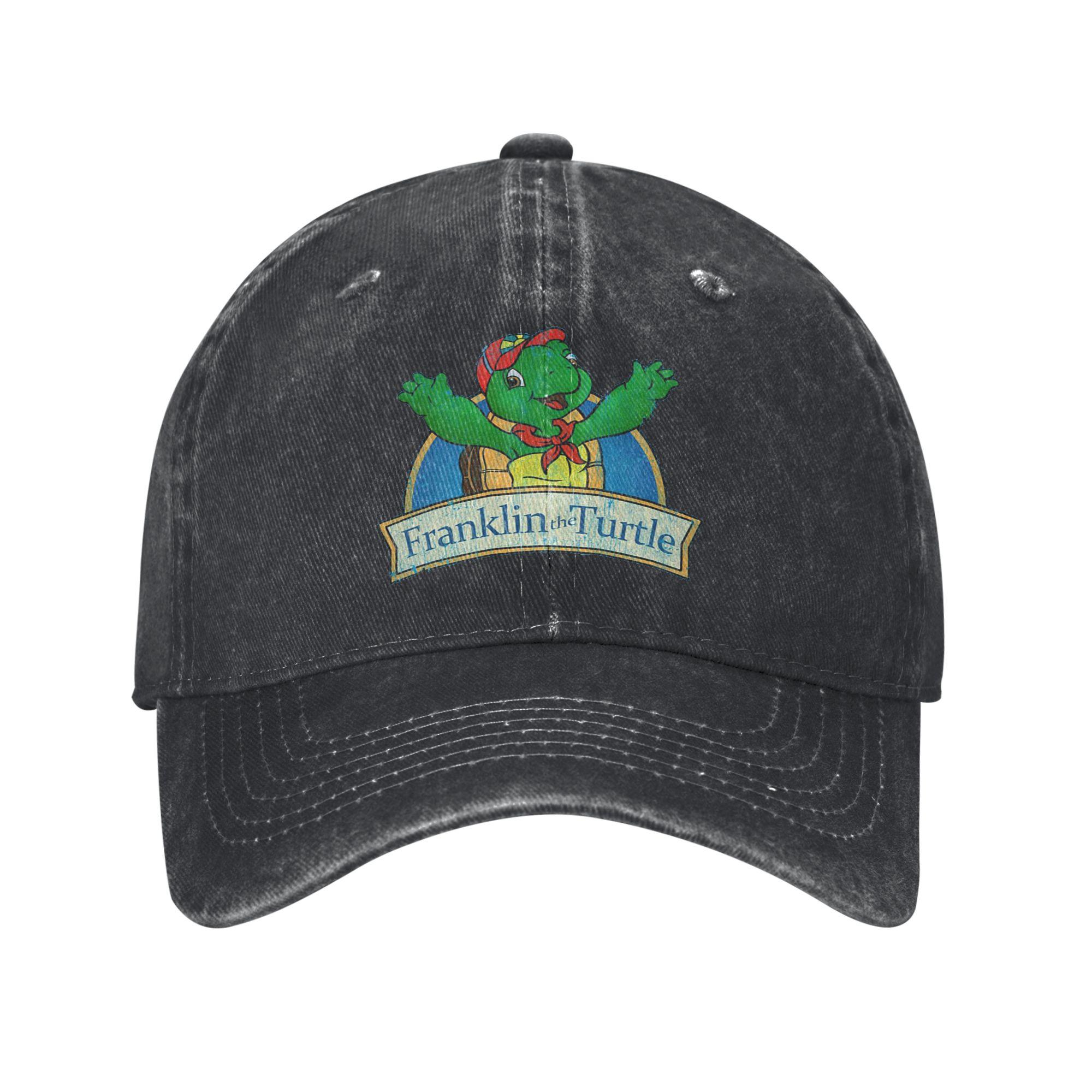 Vintage Franklin the Turtle Denim Fabric Cap Casual Baseball Caps Adjustable Hat Summer Unisex Baseball Hats One Size
