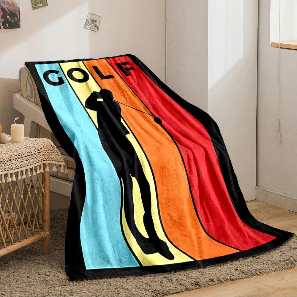 Colorful Golf Silhouette Blanket for All Seasons Blanket Lunch Break Throw Gift