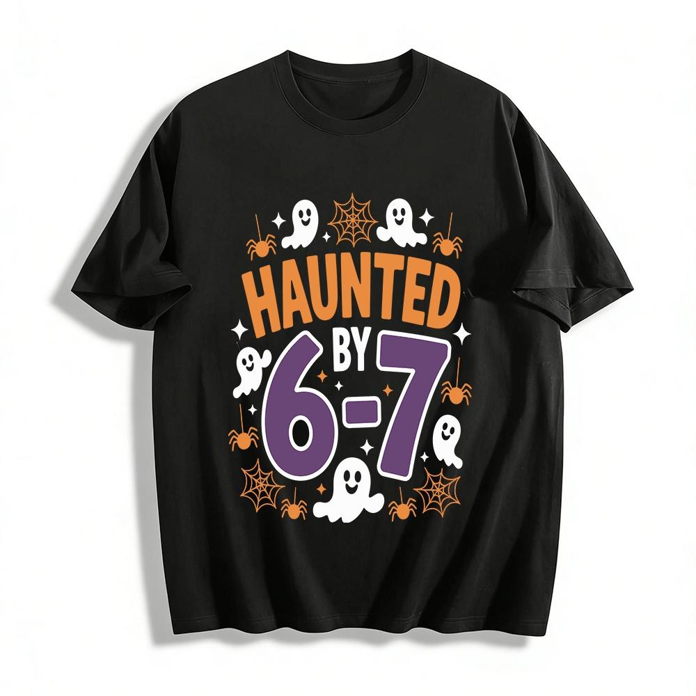 

Haunted 6-7 Halloween Kids Top Spider Web Ghost Print Tee Pure cotton T-shirt XXS