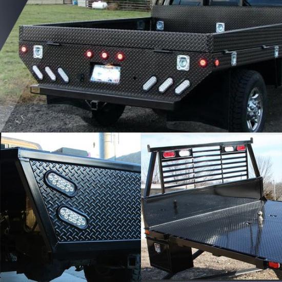 White 10 LED 6" Oval Trailer Truck Turn Stop Backup Tail Lights Flush Mount Lamp