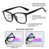 Square Progressive Multifocus Reading Glasses Anti Blue Light Presbyopic Glasses Spring Hinge Readers Far and Near Dual-use