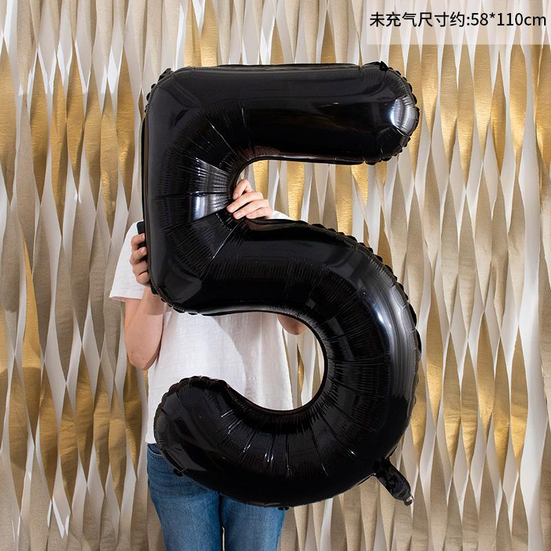 40 Inch Black Figure Foil Number Balloon Anniversary Birthday Party Decoration Adult Bridal Shower Digital Ballon Kids Globo