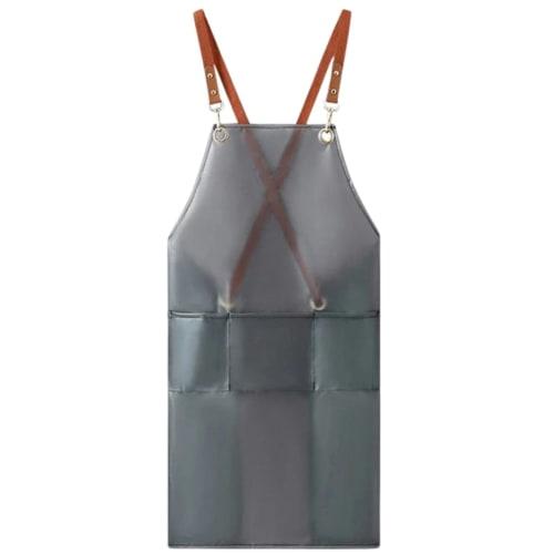 

geneX Vinyl Apron with Pockets for Restaurants, Waterproof Plastic Kitchen, Transparent PVC, Commercial Vinyl Apron (Black)