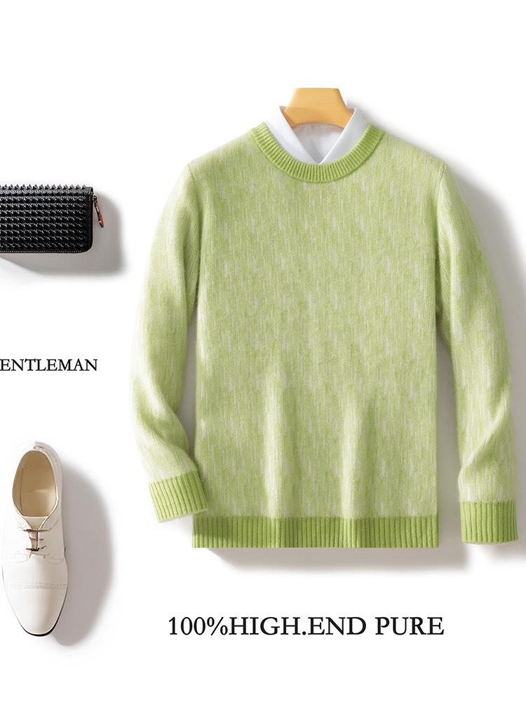 Men s Retro Mixed Color Thick Knit Sweater Large