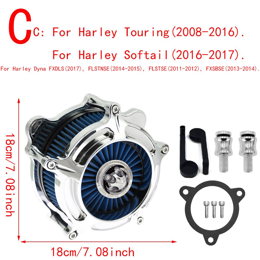 RSD Turbine Air Cleaner Chrome Intake Filter For Harley Sportster XL 48 883 Dyna V-Rod Softail Fat Boy Touring Ultra FLHR FLHX