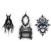 3pcs Temporary Tattoo Realistic Temporary Tattoos Clock With Faces Ghostly Figure Wolf With Glowing Eyes For Men Thighs Adults