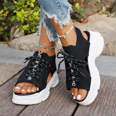 Fashion Mesh Women Platform Sandals New Summer Trend Lace-up Platform Sandals Open Toe Beach Casual Shoes for Women Sandalias De Mujer