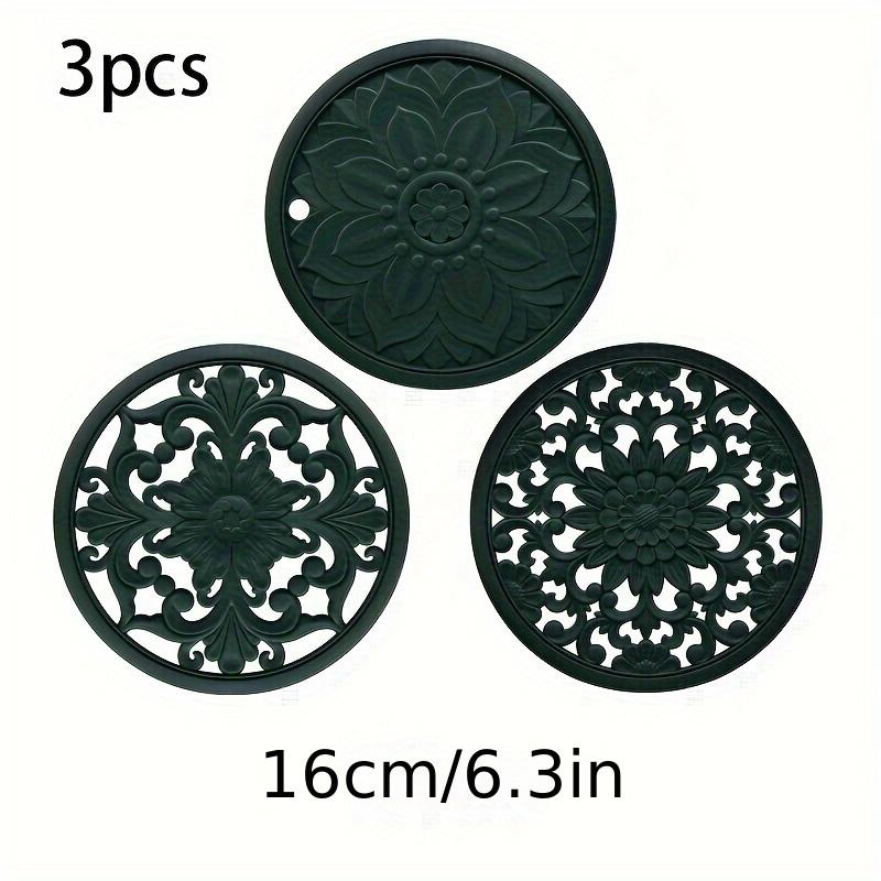 Silicone Tripod 3-Piece Set - Decorative Thanksgiving Heat Resistant Mat, Multi-Purpose Kitchen Pot Mat for Countertop Protection, Table Mat