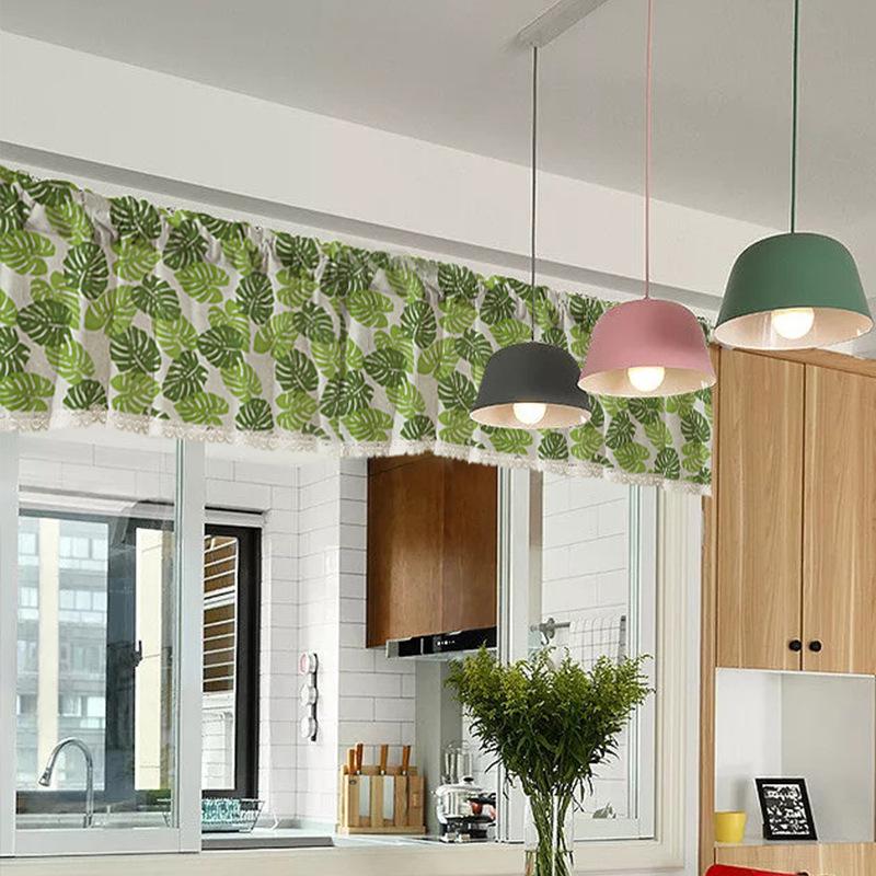 Linen Cotton Printing Dormitory Short Curtain Korean Style Finished Fabric Curtain Kitchen Curtain Light Bay Window