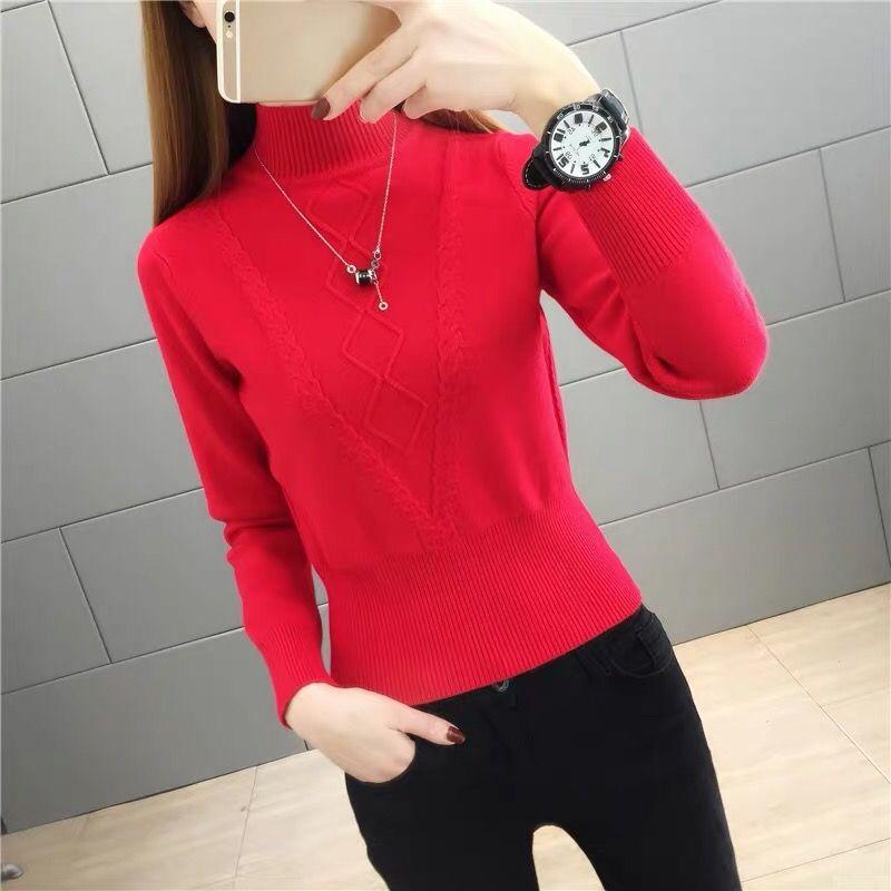 Women's Knit Sweater Short Turtleneck Sweater Slim Pullover Knit Jumper Fall Winter