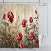 Rose Flower Shower Curtain Waterproof Shower Curtain Polyester Fabric 3D Printed Curtain Bathroom Decoration With Hook