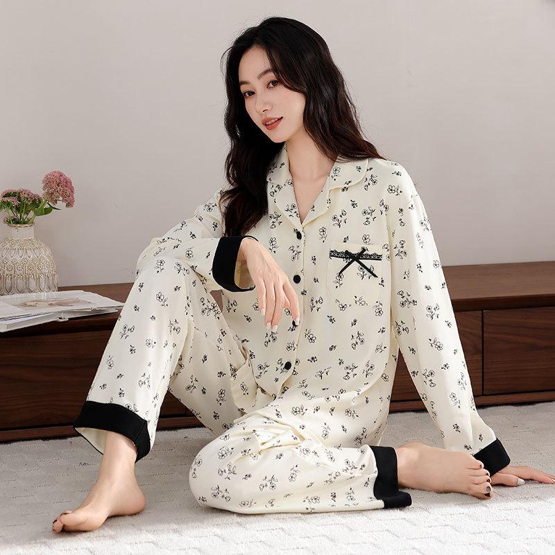 Pajamas women's spring and autumn pure cotton long-sleeved autumn 1011 new middle-aged mother autumn and winter high-end loungewear set