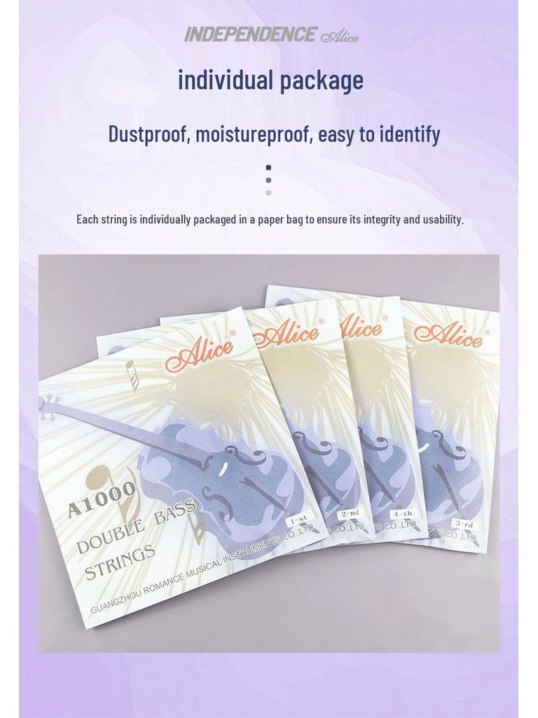 Alice German Silver Alloy Wound Double Bass Strings (G/D/A/E)