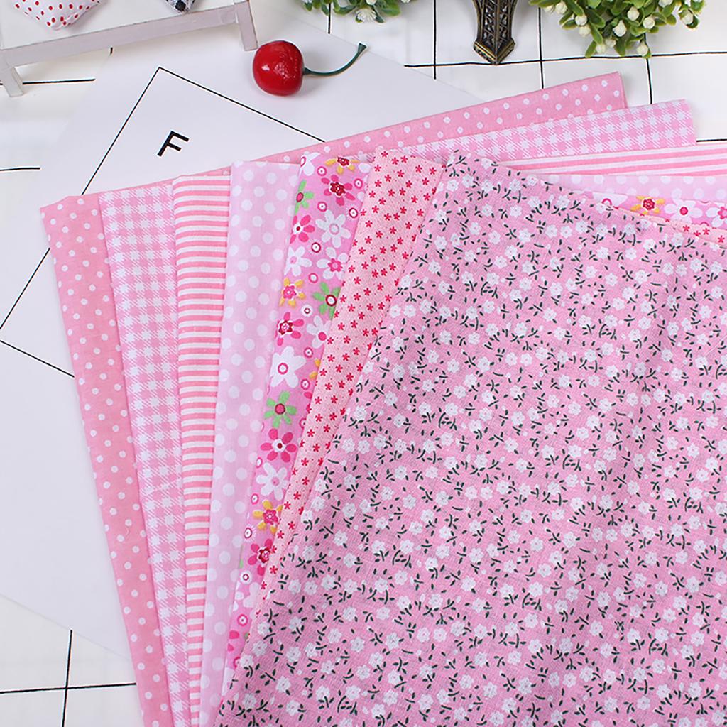 7Pcs 25x25cm Floral Patchwork Cotton Fabric Plain Cloth for DIY Sewing Quilting