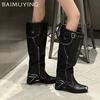 Pointed Toe High Boots Mid Heels Sexy Leather Shoes Woman 2025 Trend Winter Fashion New Brand Cozy Walking Chelsea Boots Female