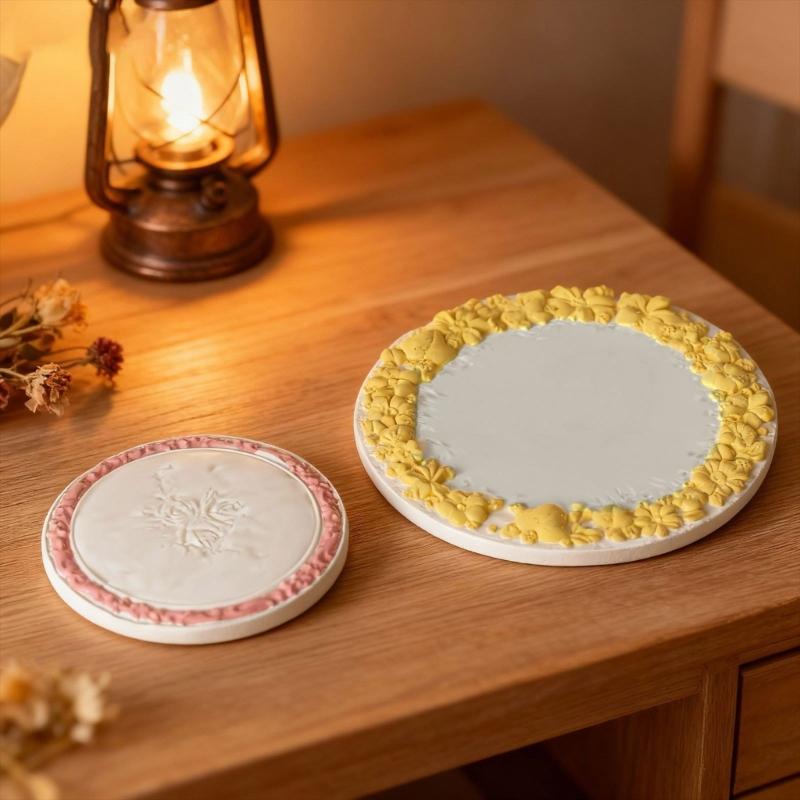 Silicone Resin Tray Mold With Floral Rims Design For Handmade Crafts Jewelry Dishes And Home Decors