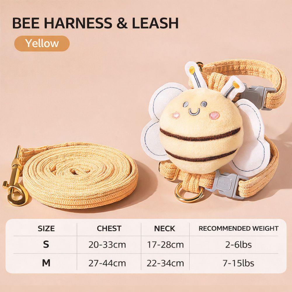 Pet Supplies Cartoon Bee Cat Harness Adjustable Breast Back Harness Pet Collar Portable Leash Set Pet Walking