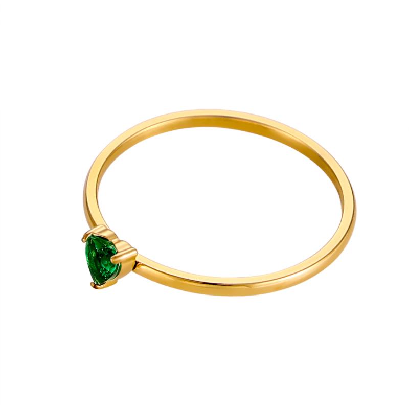 CARLIDANA Birthstone Rings for Women Birthday Gifts Jewelry Gold Plated Stainless Steel Rings Months Peach Heart Zircon Rings