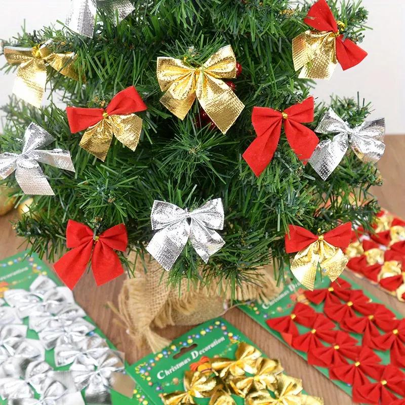 480pcs Christmas Bow Red Gold Mini Xmas Tree Bowknot Pendant Ornaments for Home Decoration Navidad New Year Party DIY Gifts