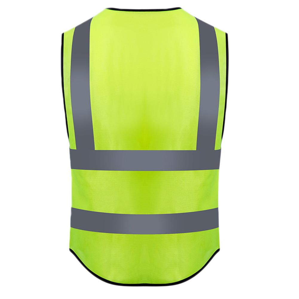 Adults High Visibility 5 Pockets Safety Reflective Zipper Vest Warning Waistcoat