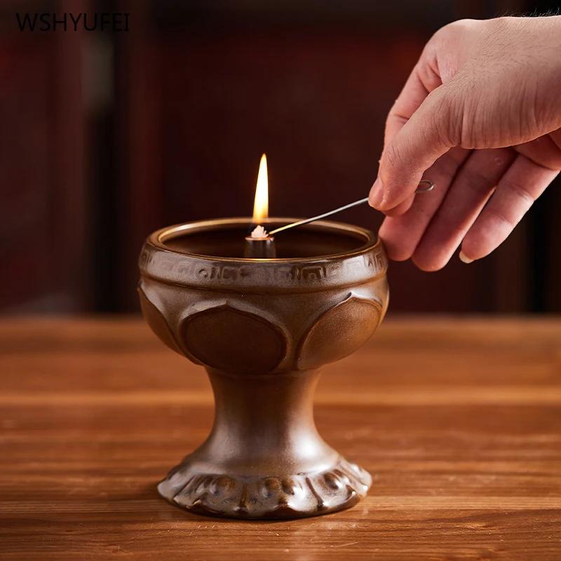1 Pc Ceramic Butter Lamp Buddhist Temple Supplies Temple Law Society Make Offerings To Buddha Living Room Home Decor Blessing
