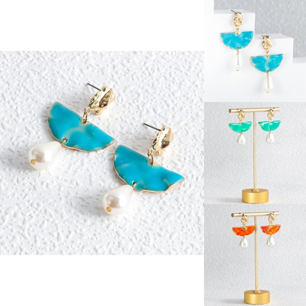 Unique Geometric Pearl Drop Earrings For Women Trendy And Stylish Summer Accessories Fashion