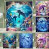 Ocean Marineland Shower Curtain Sea Underwater World, Dolphins Bathroom Curtain Decorative Home Curtain With Hooks