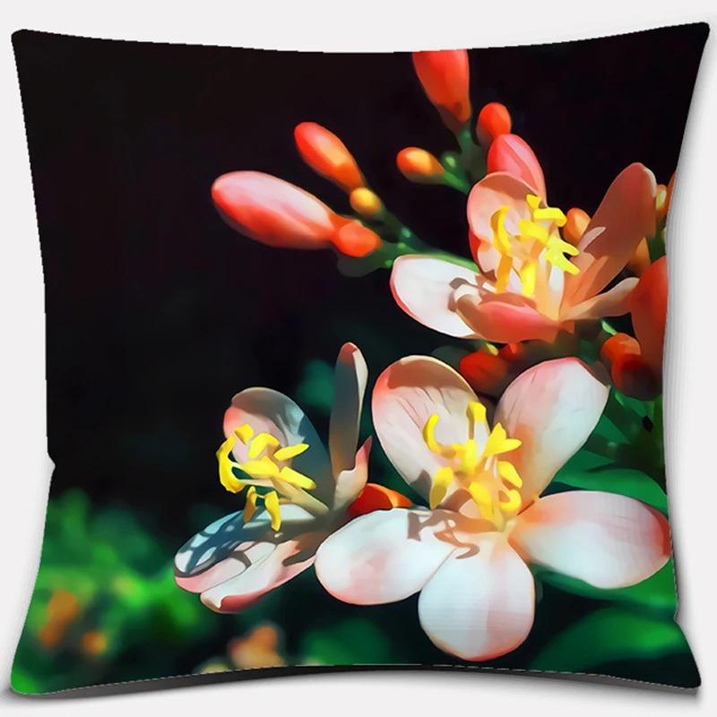 Beautiful Flower Pattern Pillowcase Square Car Sofa Cushion Pillowcase