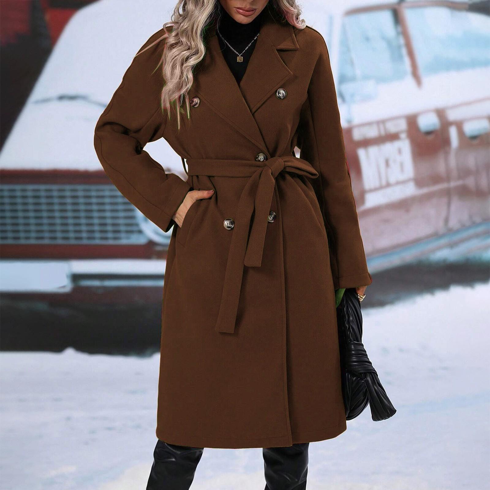 

Женские куртки на пуговицах осень повседневная ветровка пальто куртка верхняя одежда с карманами L коричневый